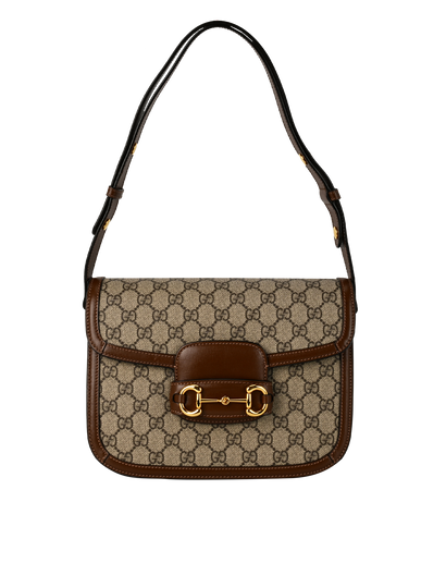 Medium Horsebit 1955, £1,200, Handbags, Beige/Brown, Canvas/Leather, Front view